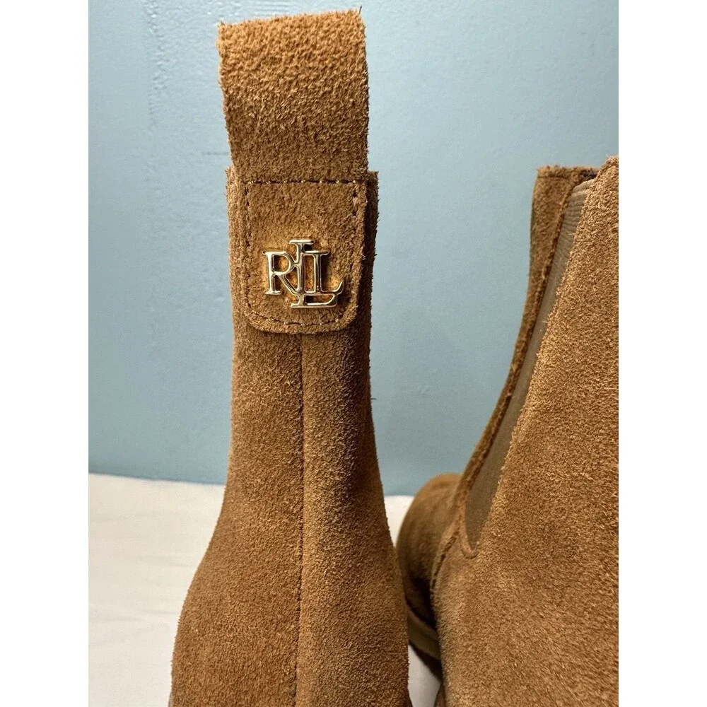 Lauren Ralph Lauren Women Marianna Block Heel Chelsea Boots Size US 6.5 Brown